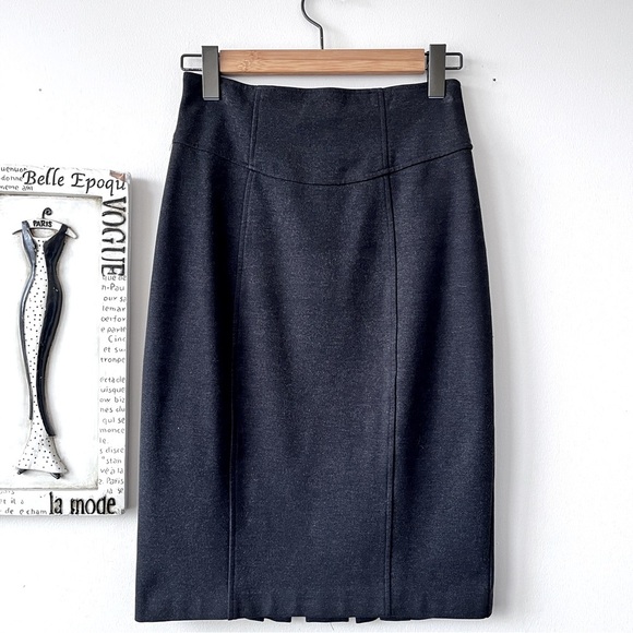 Vintage Y2K Nanette Lepore Gray High Waist Pleated Pencil Skirt Size 4 - Picture 1 of 6